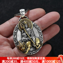 Ground Hide King Bodhisattva Pendant Pure Silver Mens Pendant Small Crowddesign Buddha Meaning Listening Country Tide Necklace Retro Male And Female