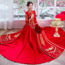 Xiuhe clothing 2021 new Chinese high-end atmosphere bridal wedding dress dragon and phoenix coat thin wedding dress female Xiuhe