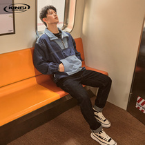 KDZ straight slim body red tannin jeans men 2021 autumn and winter New primary color cattle cotton stretch trousers