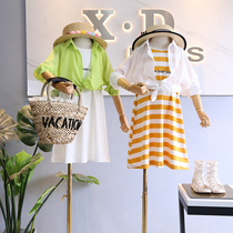 Do not return do not change brand childrens clothing 2019 summer new girl foreign style Korean fan sling vest skirt sunscreen shirt two