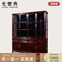 Yundian mahogany furniture black red sandalwood white wine wine red mahogany four door wine cabinet wine cabinet