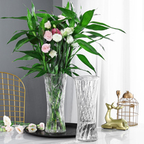 European style simple extra large glass vase transparent water rich bamboo Lily household vase living room flower arrangement