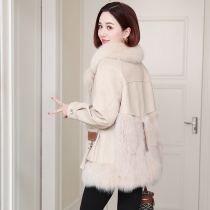 zqqz imported fox fur coat women 2021 new fashion tide slim leather sheepskin coat D380