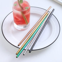 304 stainless steel iron straw ins straight adult water Cup mixing rod long straw household net red metal beverage pipe