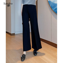 sandro selen2020 Autumn New High waist thin drape comfortable casual black versatile wide leg pants women