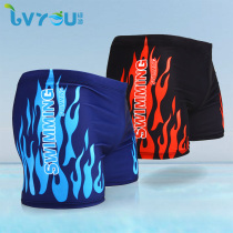 Green tour comfortable mens swimming trunks waterproof plus size mens boxer classic flame print swimsuit swimming trunks equipment