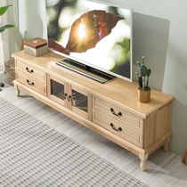 Living room TV cabinet coffee table combination modern simple solid wood wine cabinet cupboard small European bedroom floor cabinet TV cabinet