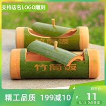 Handmade Original Eco-Food Bamboo Tube Rice Steamed Soup Bamboo Barrel Bamboo Products Steamed Rice Bamboo Tube Bowls Bamboo Festival Commercial Household Covered