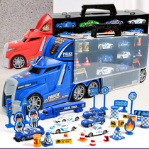 Childrens toy alloy car set large container truck fire engineering police car puzzle baby 3 years old boy 6