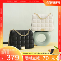 Red Valley Bag Pack woman 2021 new casual fashion magenta Single shoulder bag Bull Leather Chain Slanted Satchel Bag 100 lap 4039