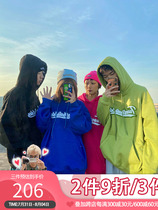 (earthlinghoo) turnthetables printed towel embroidered tide even cap loose rainbow sweatshirt