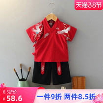 Boy Hanfu Summer thin Chinese style Chinese wind Down with short sleeve acting out of suit Childrens ancient wind National school clothes baby retro clothes