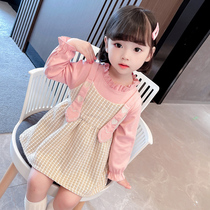 Girls small fragrant style dress 2021 autumn new long sleeve baby children Foreign style Korean princess skirt fashionable