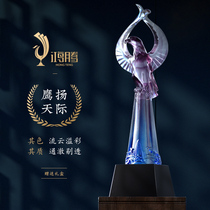 Eagle glass trophy customized custom-made boutique souvenir crystal trophy annual meeting Outstanding Staff production lettering