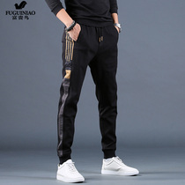 Rich Gui Bird Casual Pants Male Korean version Trend 100 lap Bunch Foot Pants Sports Spring Autumn Plus Suede Thickened Loose Sweatpants