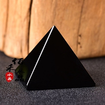 Natural obsidian pyramid ornaments rough stone processing black crystal tower home office furnishings