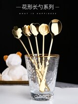 100 Lapped Small Golden Spoon Coffee Spoon Stainless Steel Spoon Stir Spoon Yogurt Spoon Sweet Spoonful Spoon Cup Mark with spoon Han style