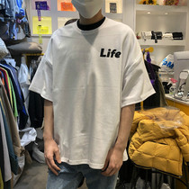 2020 summer short-sleeved T-shirt letter printing mens fashion brand loose base shirt tide Dongdaemun Korean mens clothing