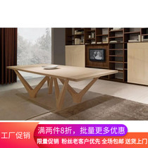 Creative Nordic dining table personality pure solid wood dining table and chair combination solid wood office computer desk meeting negotiation new desk