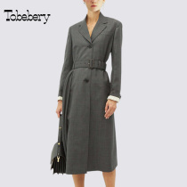 High-end popular retro fan 2022 spring dress woman new long coat in knee fashion temperament