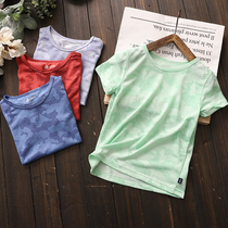 Boy short-sleeved T-shirt childrens quick-drying mesh elastic T-shirt middle-aged boy sports undershirt summer half-sleeve