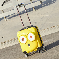 Durable cartoon cute little yellow people Childrens trolley case cute big universal wheel suitcase 3D eggshell boarding case