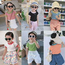 2020 new girls short sleeve T-shirt cotton foreign gas children half sleeve body shirt Women baby base shirt