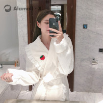 Japanese coral velvet robe plus velvet padded flannel cute winter long sexy bathrobe home wear