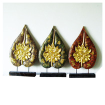 Original design Solid Thai crafts Southeast Asia home decoration Wood carving Gold leaf tree decoration Housewarming decoration