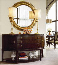 European luxury waterproof bathroom mirror American luxury entrance decorative mirror Round gold dining edge mirror Hotel mirror customization