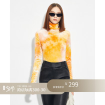 Z boss bag neck pile neckline velvet Jersey Undershirt Woman Zdyeing Gradient South Korea Zdyeing Velvet Long Sleeve T-Shirt Woman