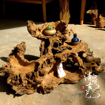Qingquan ancient art solid wood desktop ornaments teapot home simple tea tray dead wood Zen display rack decoration decoration