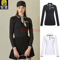 South Korean MCKAYSON golf suit blouses women 21 autumn golf turn over sleeve head elastic to fix long sleeves