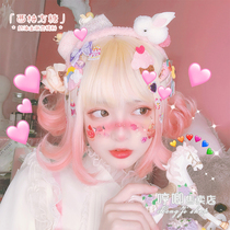 Hum Lolita soft girl Anti-pretty short hair gradient Net red wig grapefruit sugar Lolita female lo fake hair