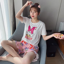 2020 new summer pajamas womens loose casual home clothes thin cartoon sweet cute short-sleeved two-piece suit