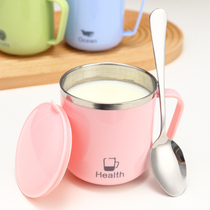 304 stainless steel childrens water Cup portable household Primary School students kindergarten baby mouth cup anti-drop drinking water