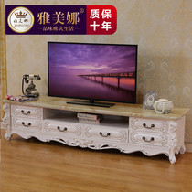  European-style full solid wood marble TV cabinet Oak TV cabinet French carved floor cabinet coffee table combination custom color