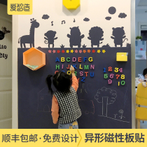 Aizhi made cartoon double-layer blackboard wall sticker magnetic home childrens room decoration graffiti wall painting blackboard wall sticker Magnetic blackboard sticker rewritable shape custom color environmental protection