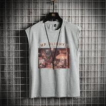 Trend vest mens summer tide brand personality outer wear sleeveless t-shirt street hip-hop basketball sports vest shirt