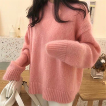 Lalm sweater womens 2020 new Korean retro pink lazy loose pullover wool sweater thick