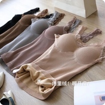 Old guest closed eyes ~ can be worn to 140 Jin elastic abdomen chest plus velvet vest underwear female autumn 2020 New