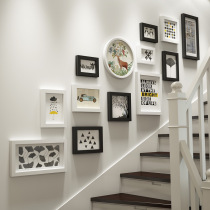  Stairs photo wall decoration painting Simple modern photo wall Duplex apartment background wall creative wall photo frame combination