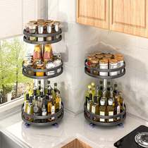 Rotatable kitchen seasoning rack table top corner placed condiment oil salt sauce vinegar bottle multifunctional containing shelf