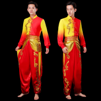 The new beating drum suit plays out the male Chinese drum dance suit 2021 modern dance opening dance waist drum set against the disc drum suit