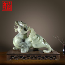 wan guo jin yu 27CM yu pi xiu ornaments male and a pair of large jade jade crafts restaurant decoration Chinese