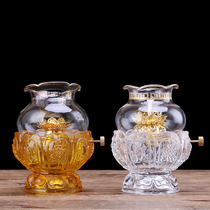 Xi Manti Crystal for lamp Buddha Top 8 Auspicious Oil Lamp Buddha Lamp Home Windproof Dimming Liquid Ghee Lamp