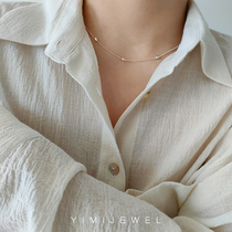 YIMIJEWEL South Koreas simple and high-end feeling ins cold wind 925 sterling silver olive bead necklace clavicle chain female new