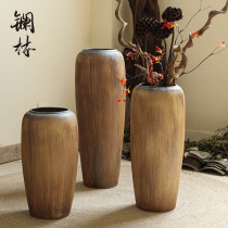 Floor ceramic vase sitting room inserted dry flower pottery jar folk sleeping rough pottery swinging piece retro size hotel soft-mounted adornment