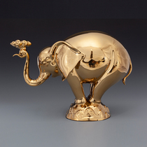 (limited edition 8 edition) Search hunters Chen Lingping < Taiping with Elephant 2 > limited desktop sculpted stainless steel gold plated