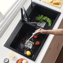 German yGe quartz stone sink double tank set black and white sink flower granite kitchen counter basin sink